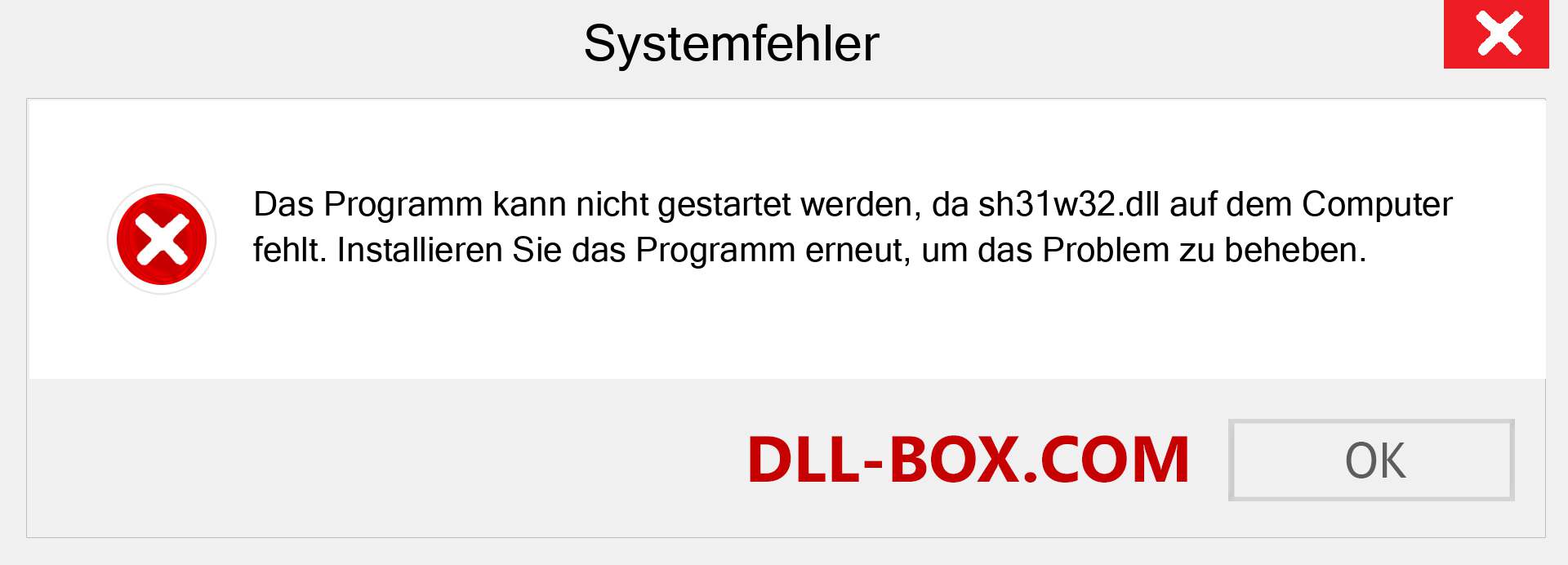 sh31w32.dll-Datei fehlt?. Download für Windows 7, 8, 10 - Fix sh31w32 dll Missing Error unter Windows, Fotos, Bildern