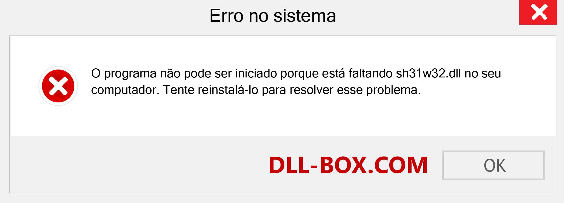 Arquivo sh31w32.dll ausente ?. Download para Windows 7, 8, 10 - Correção de erro ausente sh31w32 dll no Windows, fotos, imagens